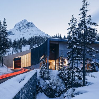 Modern building at Lech Zürs ski resort