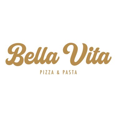 Logo von Bella Vita Restaurant in goldener Schrift.