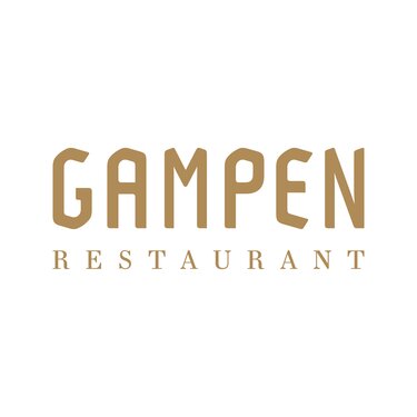 Golden logo of Gampen Restaurant on a white background.